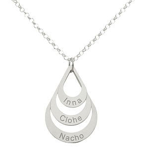 Colgante personalizado de tres nombres plata