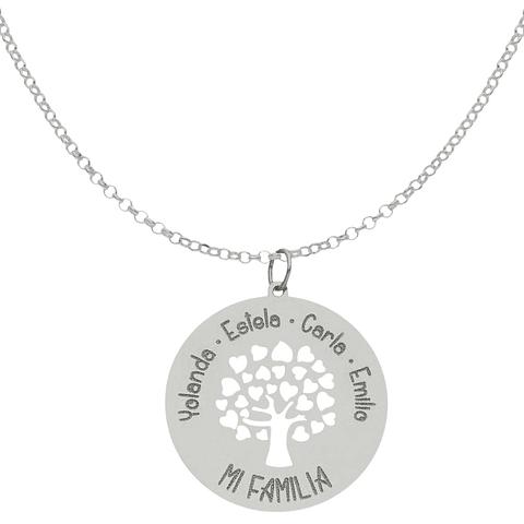 Colgante personalizado nombre árbol plata