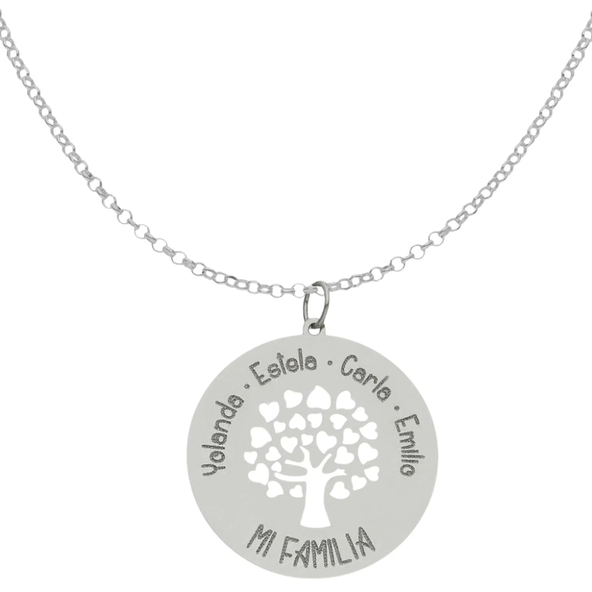 Colgante personalizado nombre árbol plata 1