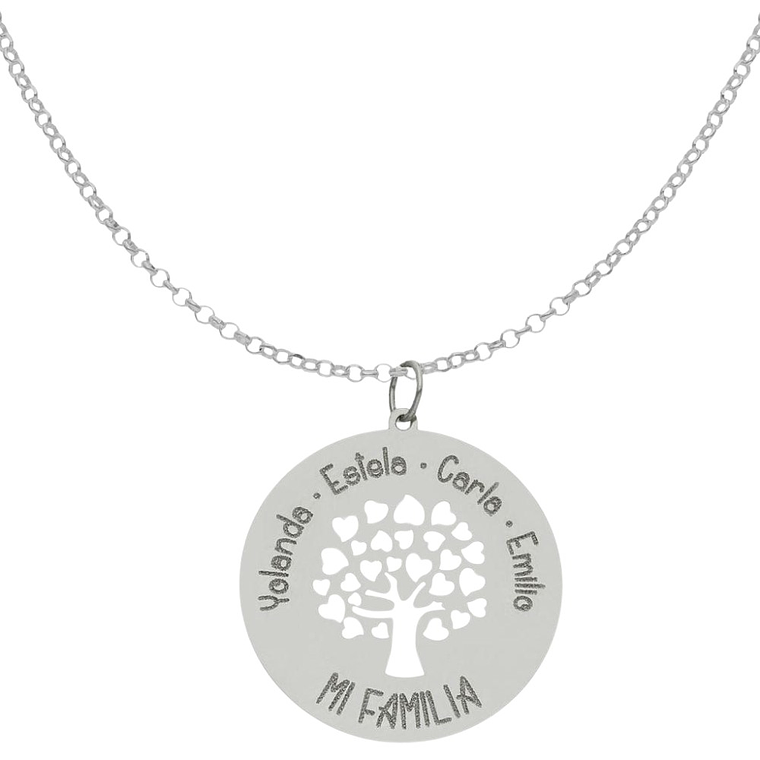 Colgante personalizado nombre árbol plata 1