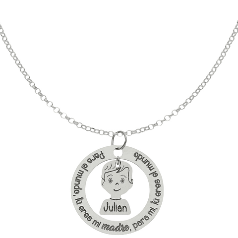 Colgante personalizado mamá e hijo frase plata