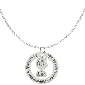 Colgante personalizado mamá e hijo frase plata