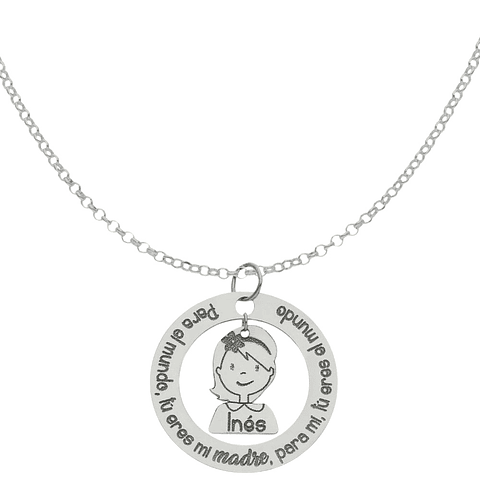 Colgante personalizado mamá e hija frase plata
