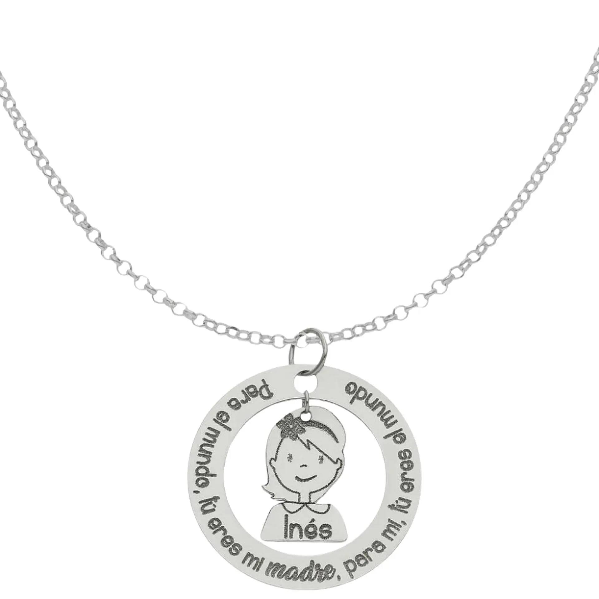 Colgante personalizado mamá e hija frase plata 1