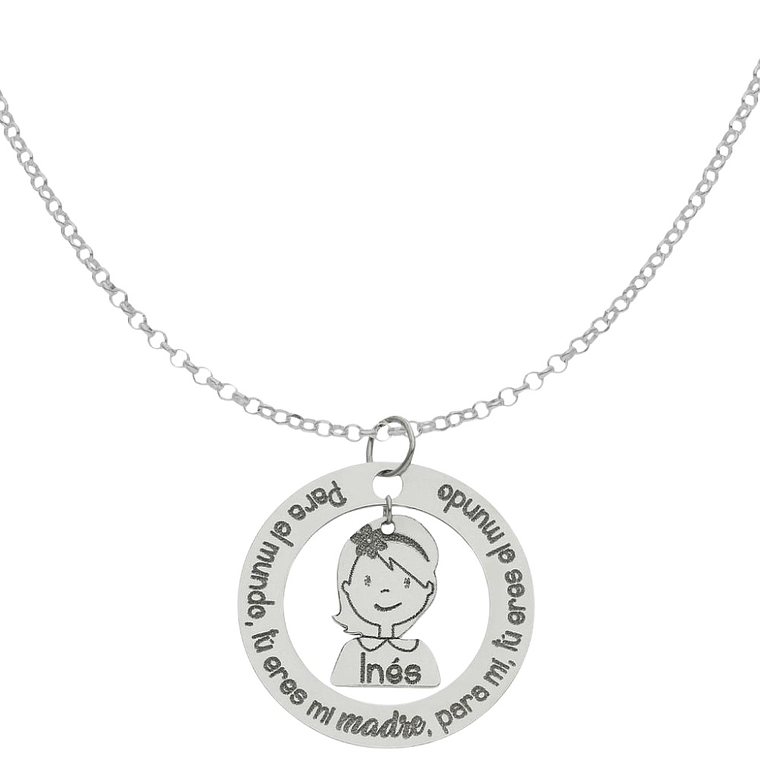 Colgante personalizado mamá e hija frase plata 2