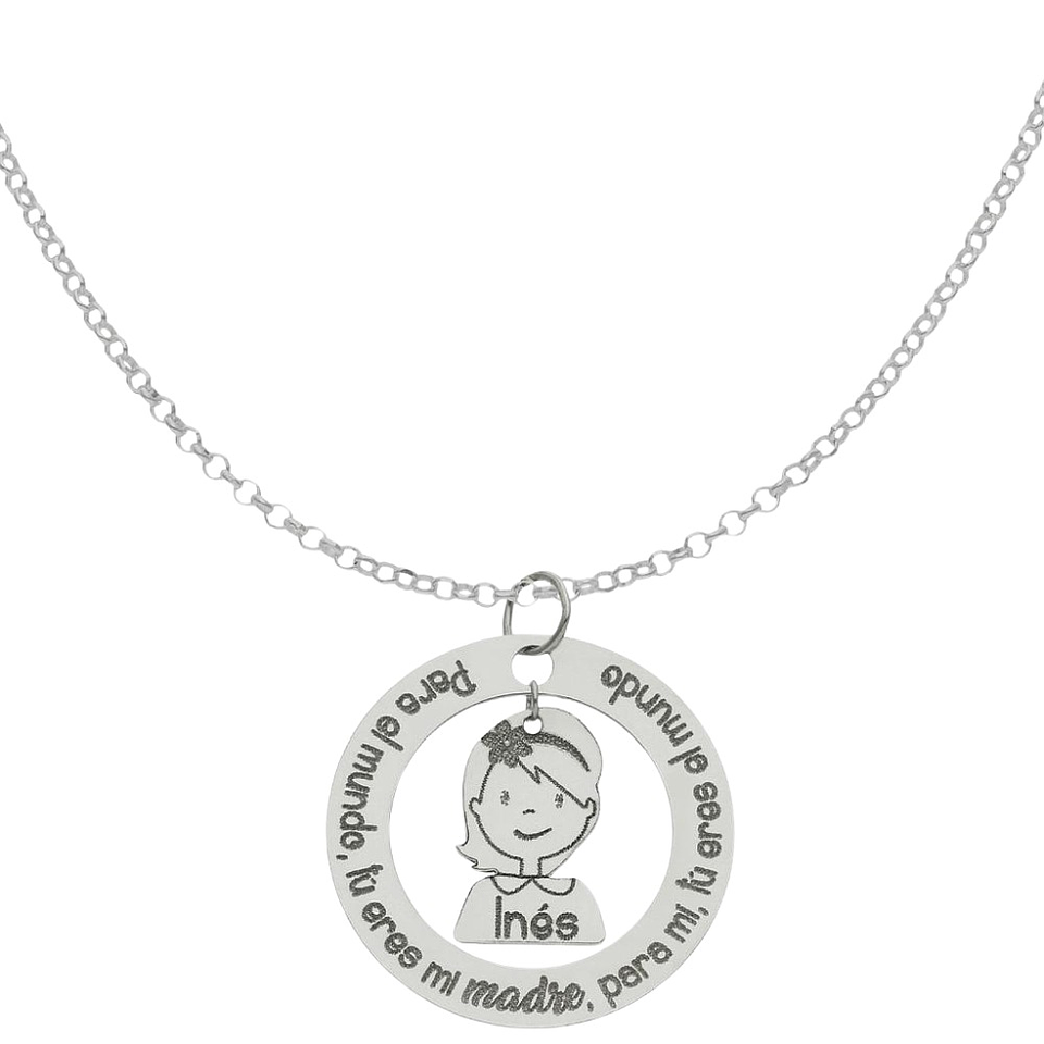Colgante personalizado mamá e hija frase plata 2