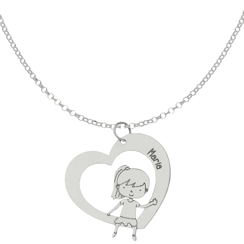 Colgante personalizado de niña con nombre plata
