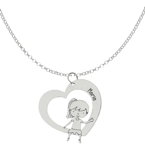 Colgante personalizado de niña con nombre plata