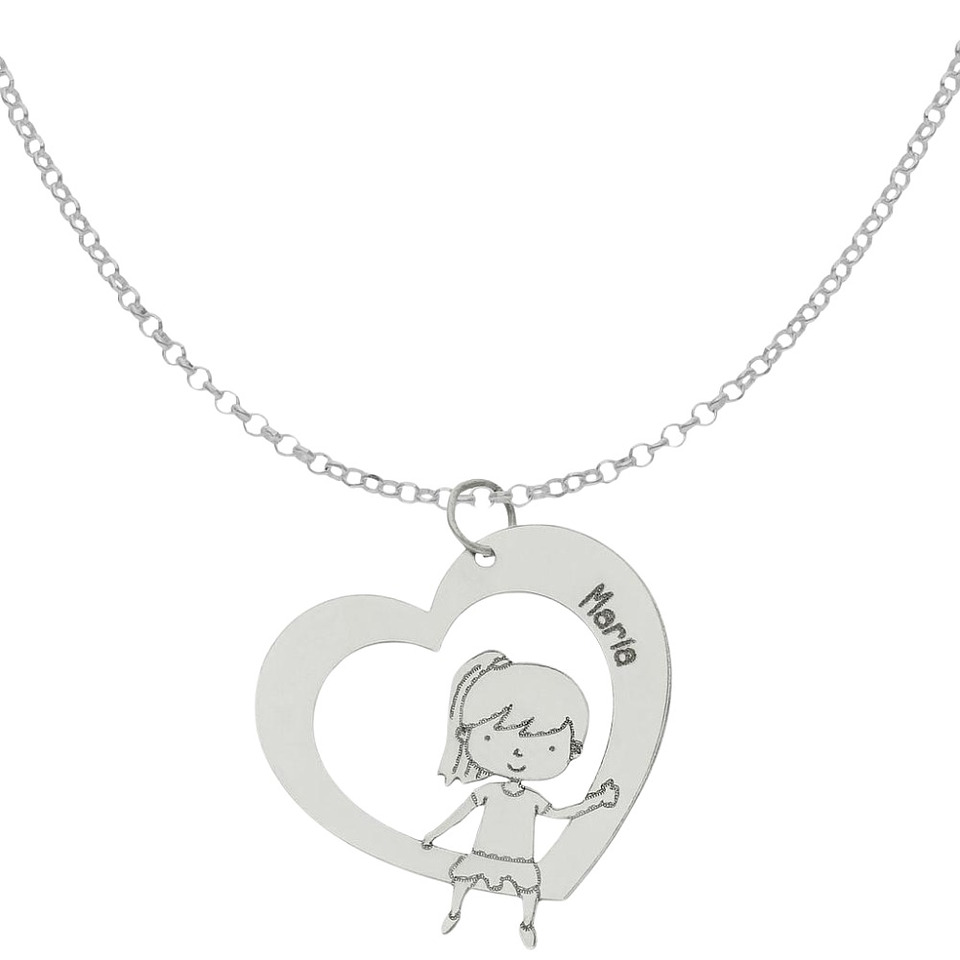 Colgante personalizado de niña con nombre plata 1