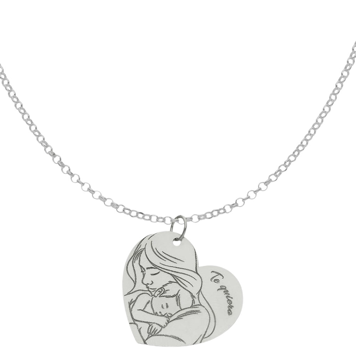 Colgante personalizado te quiero mamá plata 1