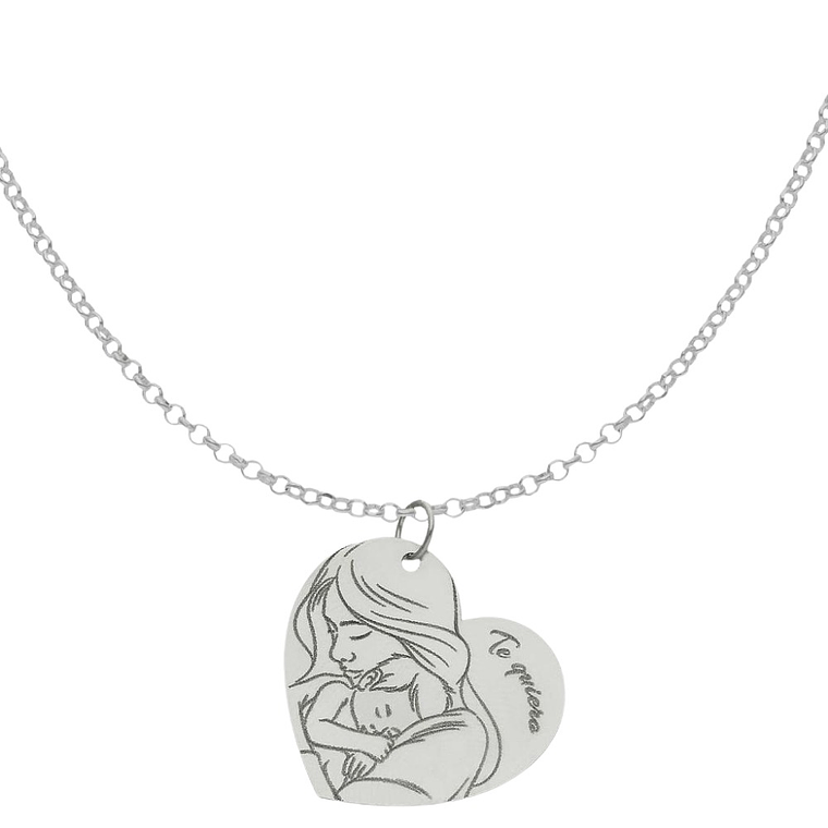 Colgante personalizado te quiero mamá plata 1
