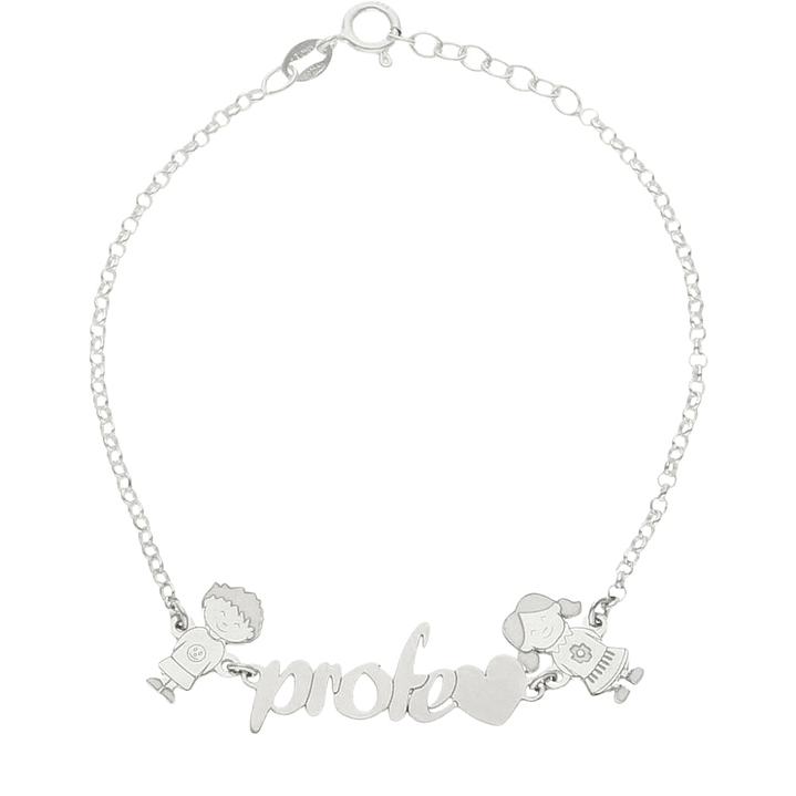 Pulsera personalizada profe plata 1
