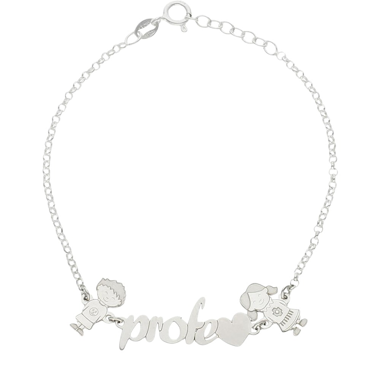 Pulsera personalizada profe plata 1