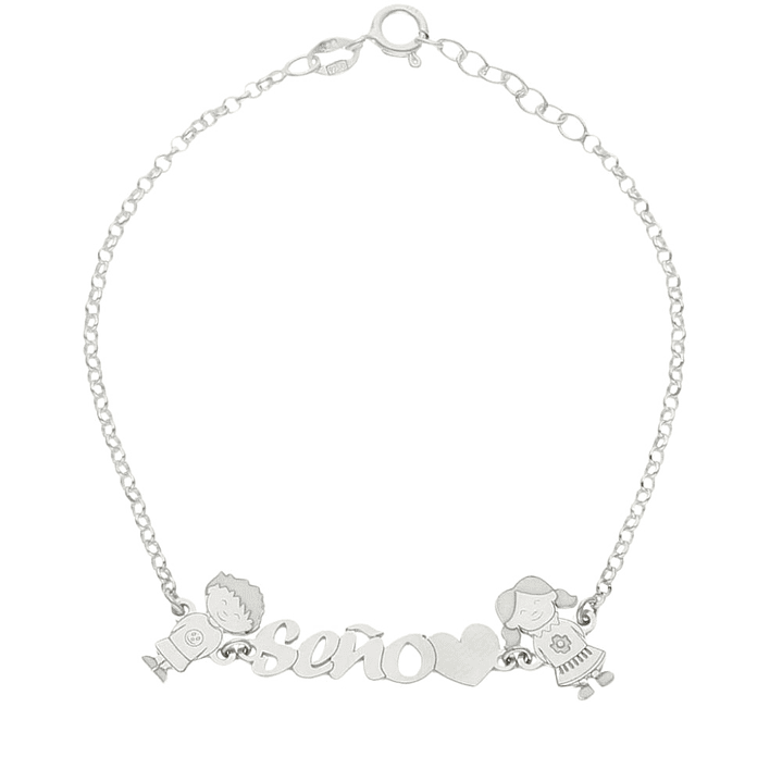 Pulsera personalizada seño plata 1