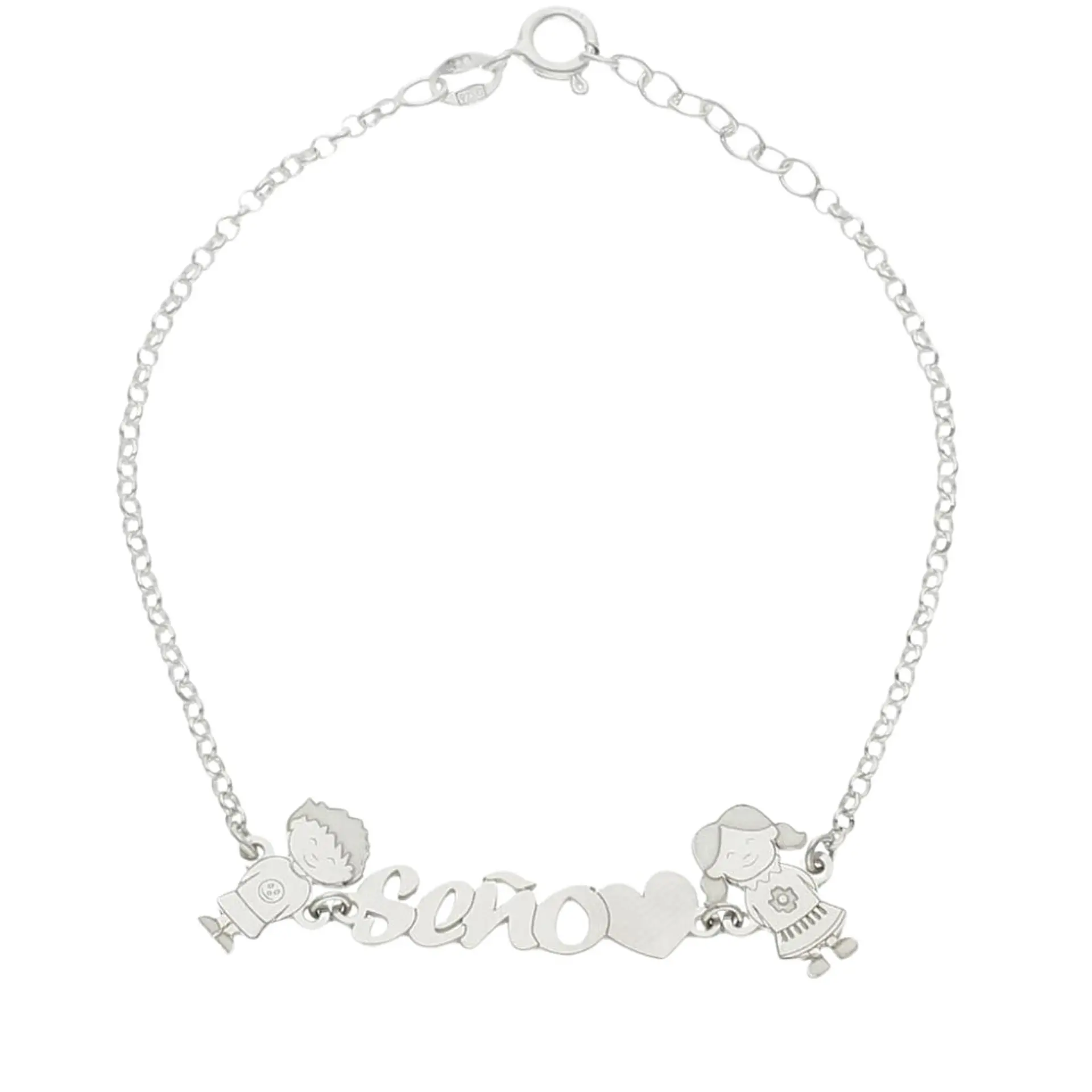 Pulsera personalizada seño plata 1