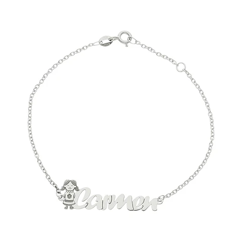 Pulsera personalizada nombre de niña plata 