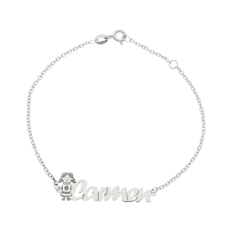 Pulsera personalizada nombre de niña plata  1
