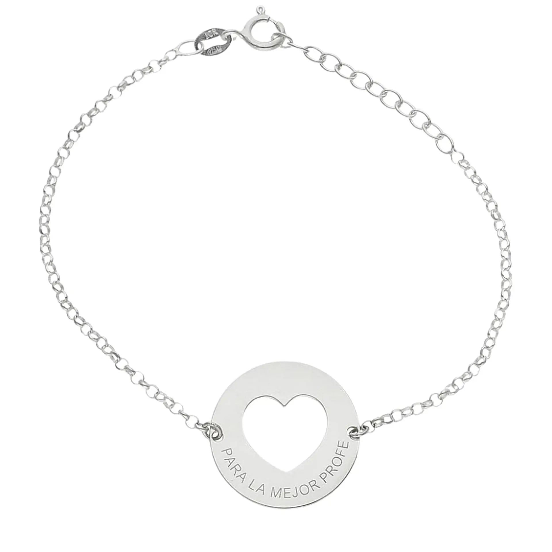Pulsera personalizada para la mejor profe plata 1