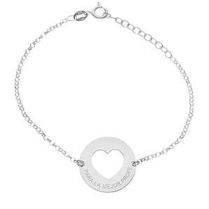 Pulsera personalizada para la mejor profe plata