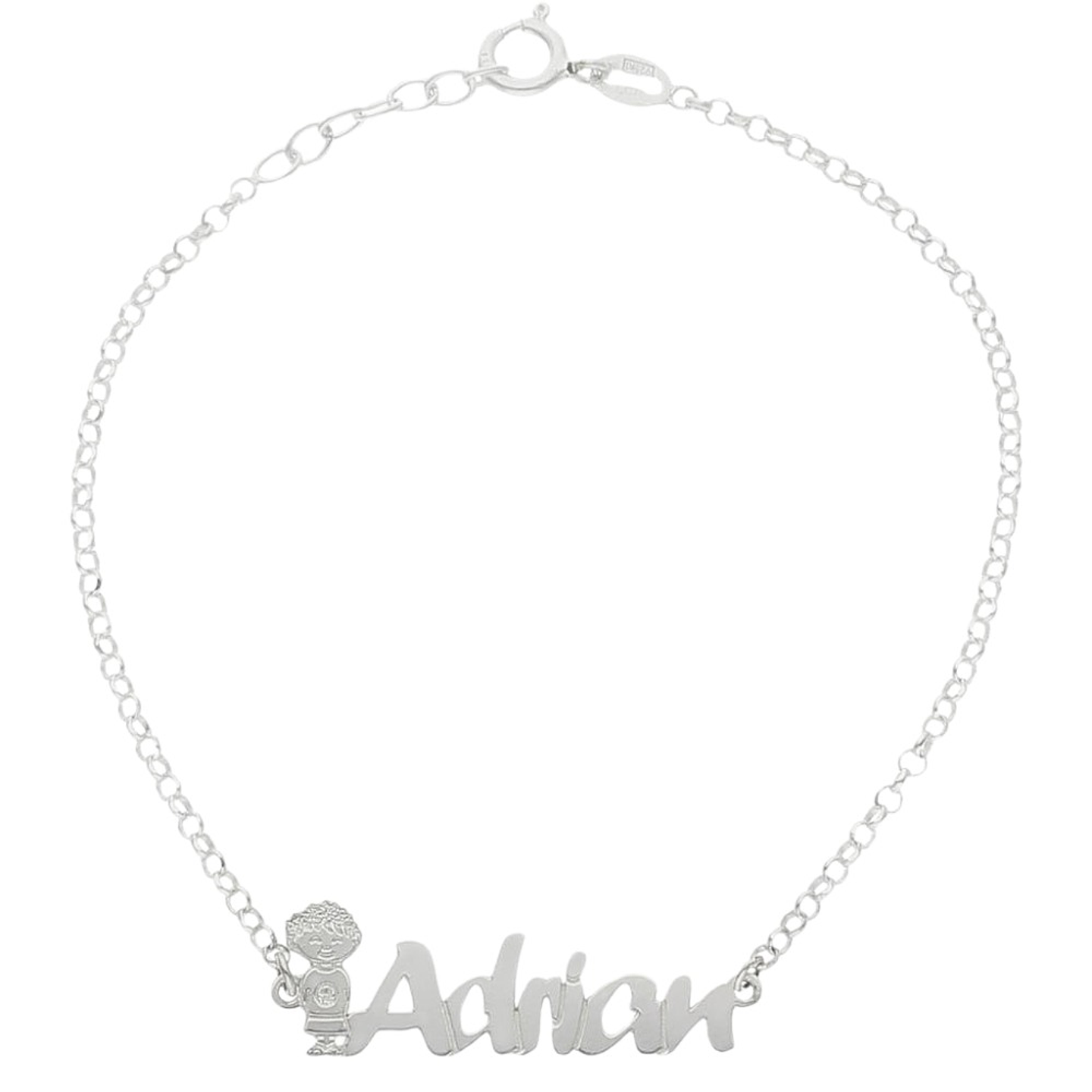 Pulsera personalizada nombre de niño plata 2