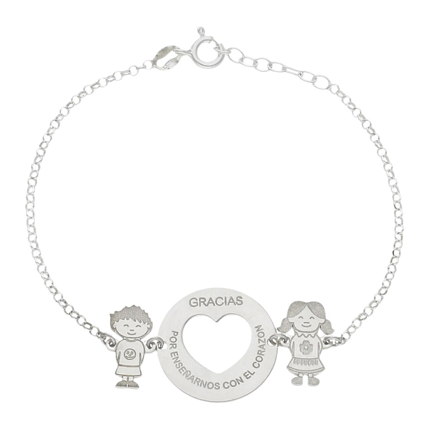 Pulsera personalizada con leyenda para maestra plata 1