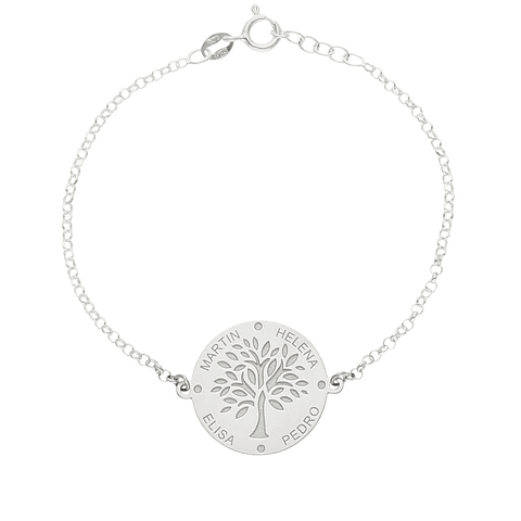 Pulsera personalizada árbol de la suerte plata