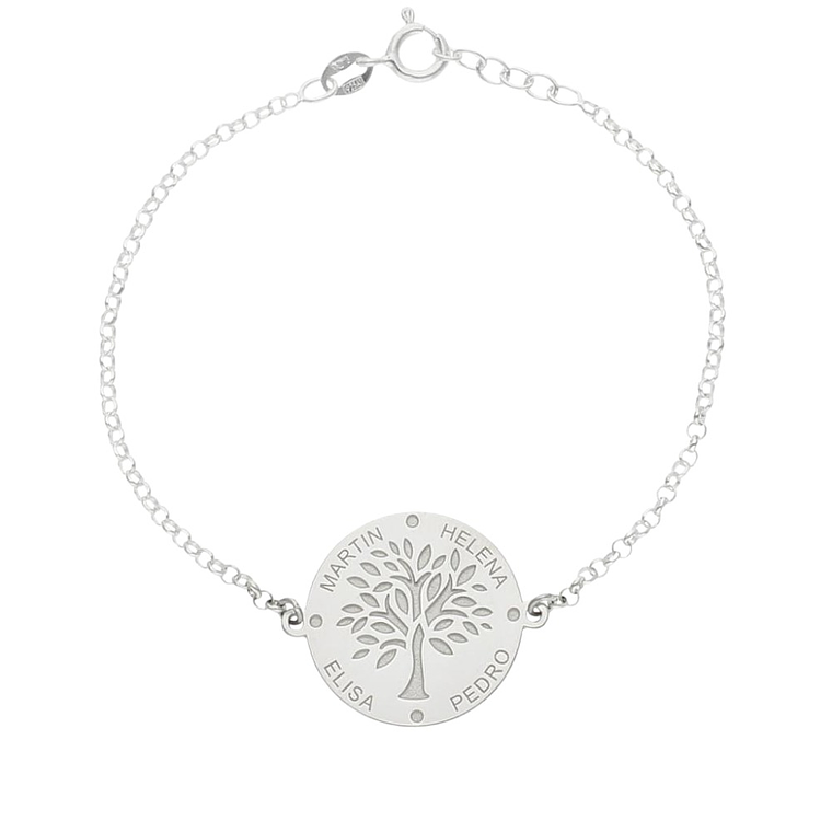 Pulsera personalizada árbol de la suerte plata 1