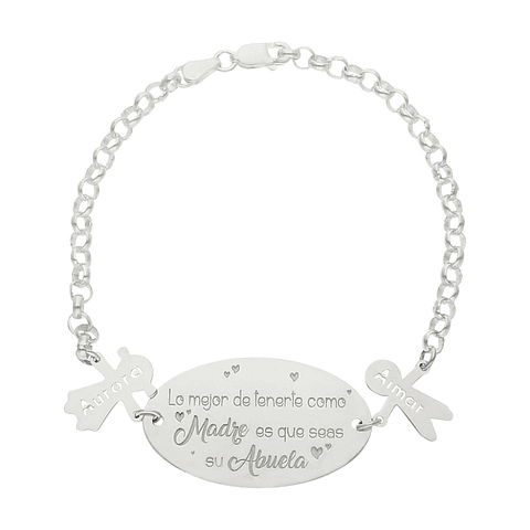 Pulsera personalizada madre abuela plata