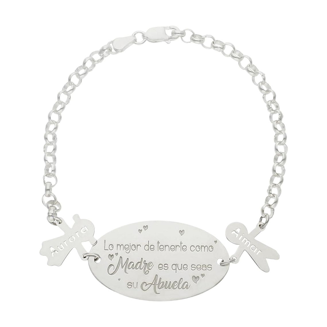 Pulsera personalizada madre abuela plata 1