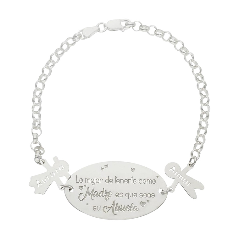 Pulsera personalizada madre abuela plata 1