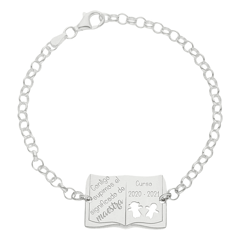 Pulsera personalizada maestra y curso plata