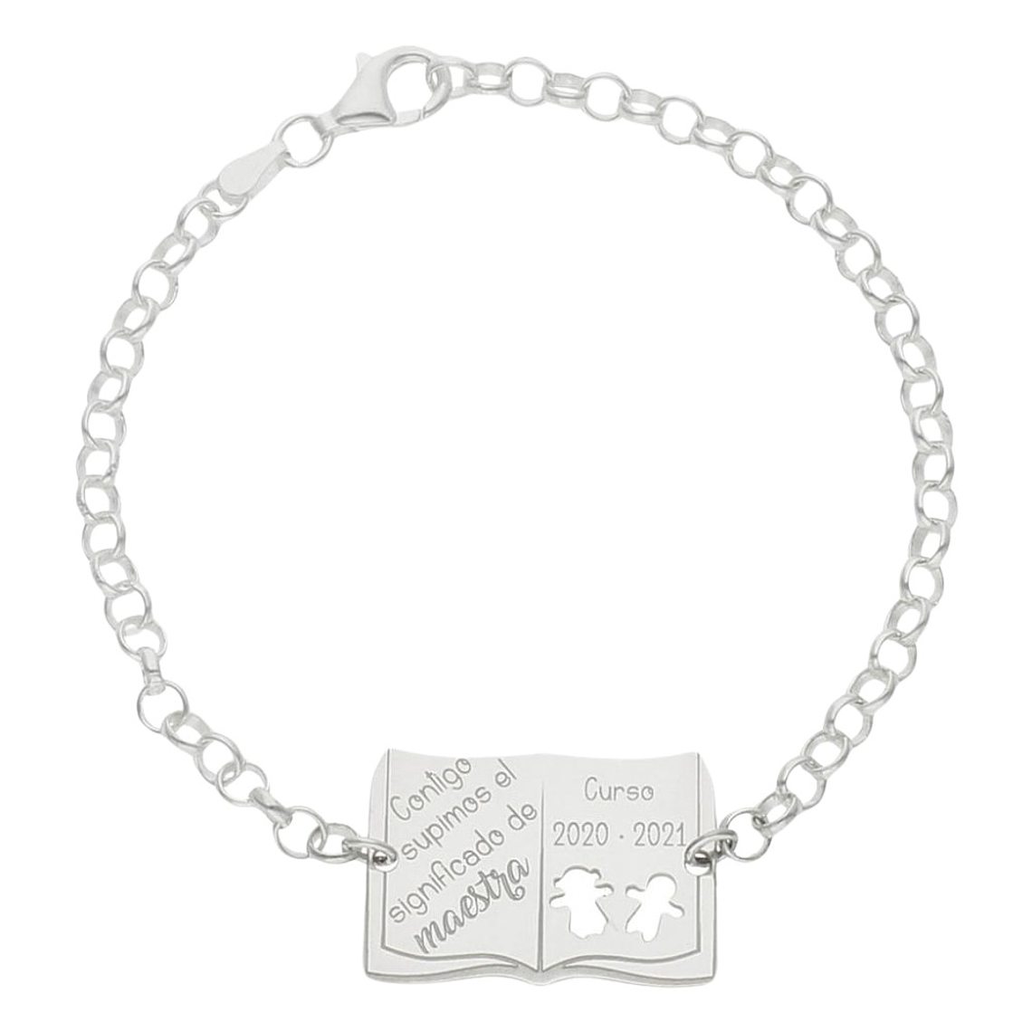 Pulsera personalizada maestra y curso plata 1