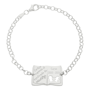 Pulsera personalizada maestra y curso plata