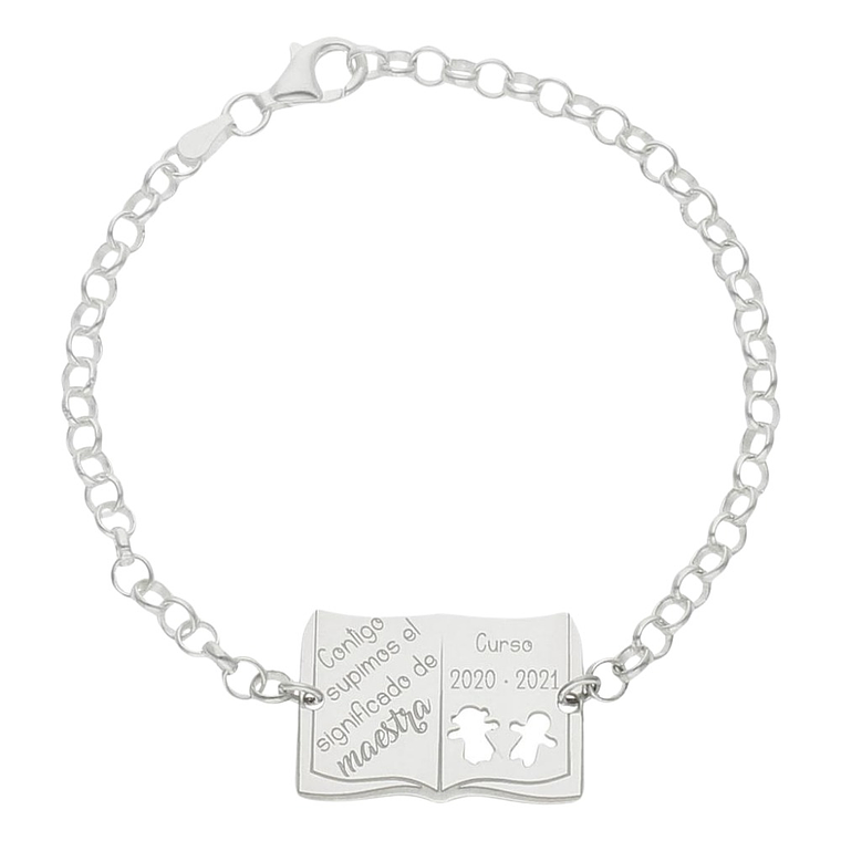 Pulsera personalizada maestra y curso plata 1