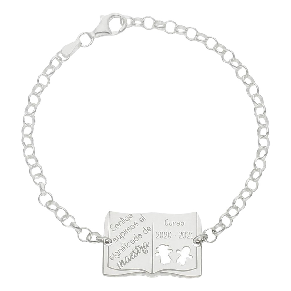 Pulsera personalizada maestra y curso plata 1