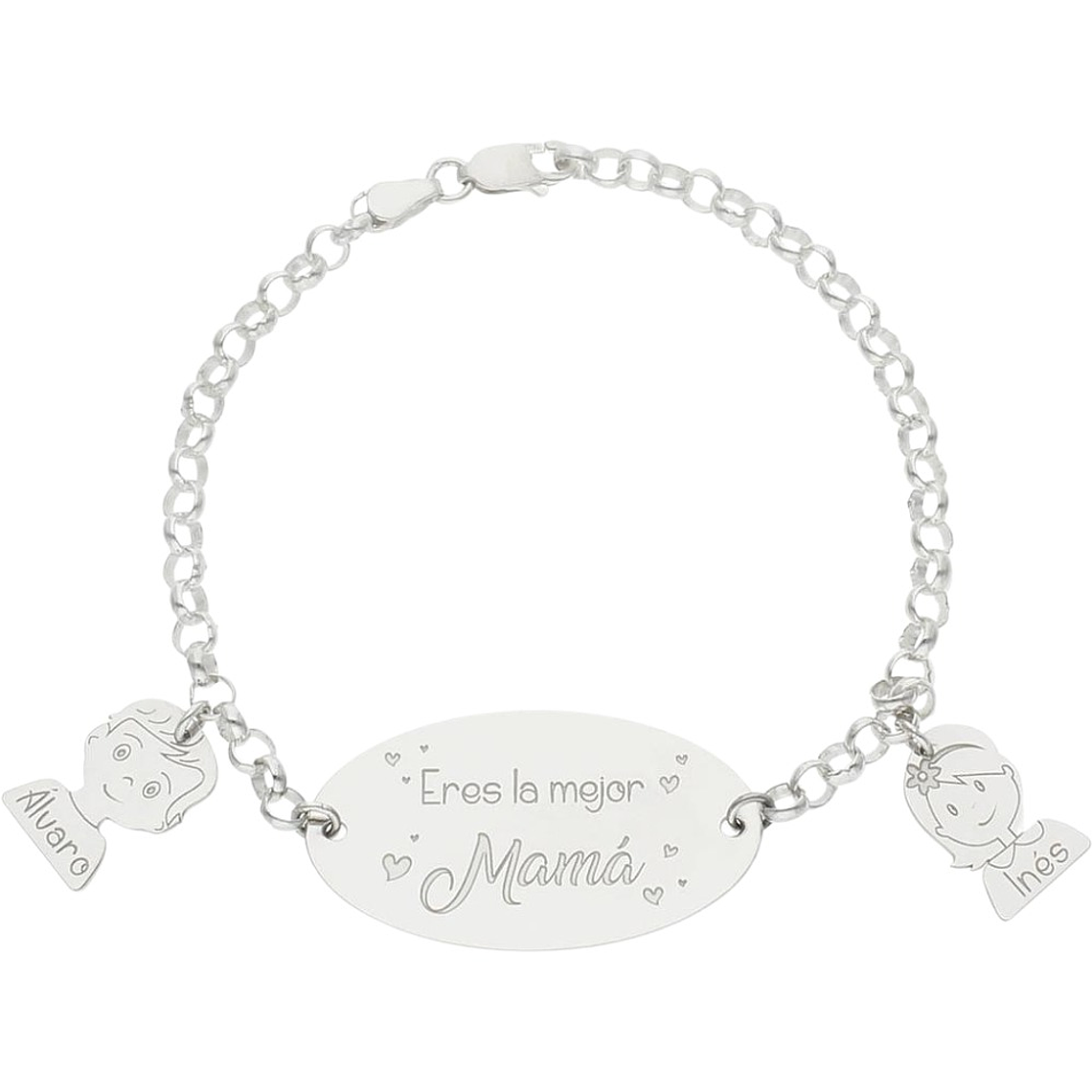 Pulsera personalizada hijos leyenda para mamá plata 2