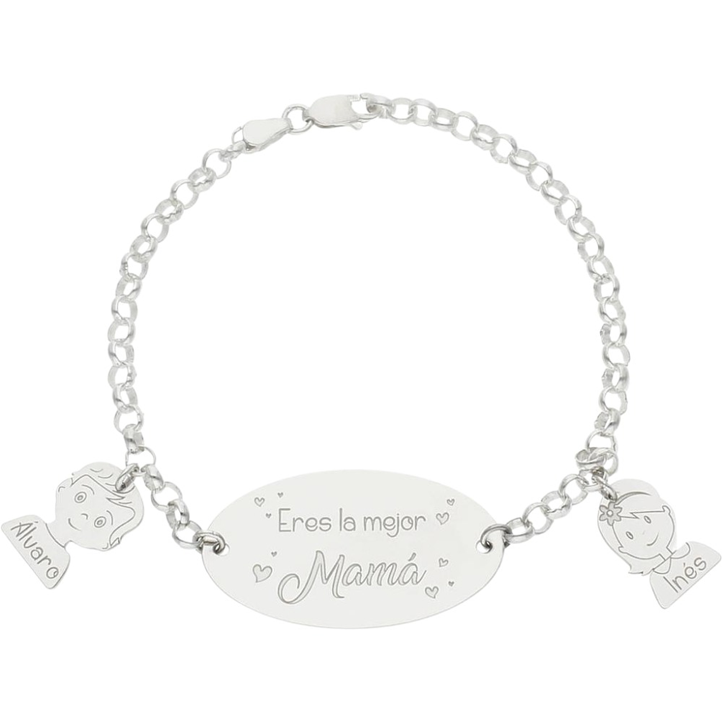 Pulsera personalizada hijos leyenda para mamá plata 2