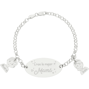 Pulsera personalizada hijos leyenda para mamá plata