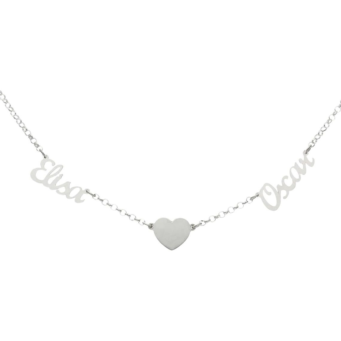Gargantilla personalizada nombres y corazón plata 1