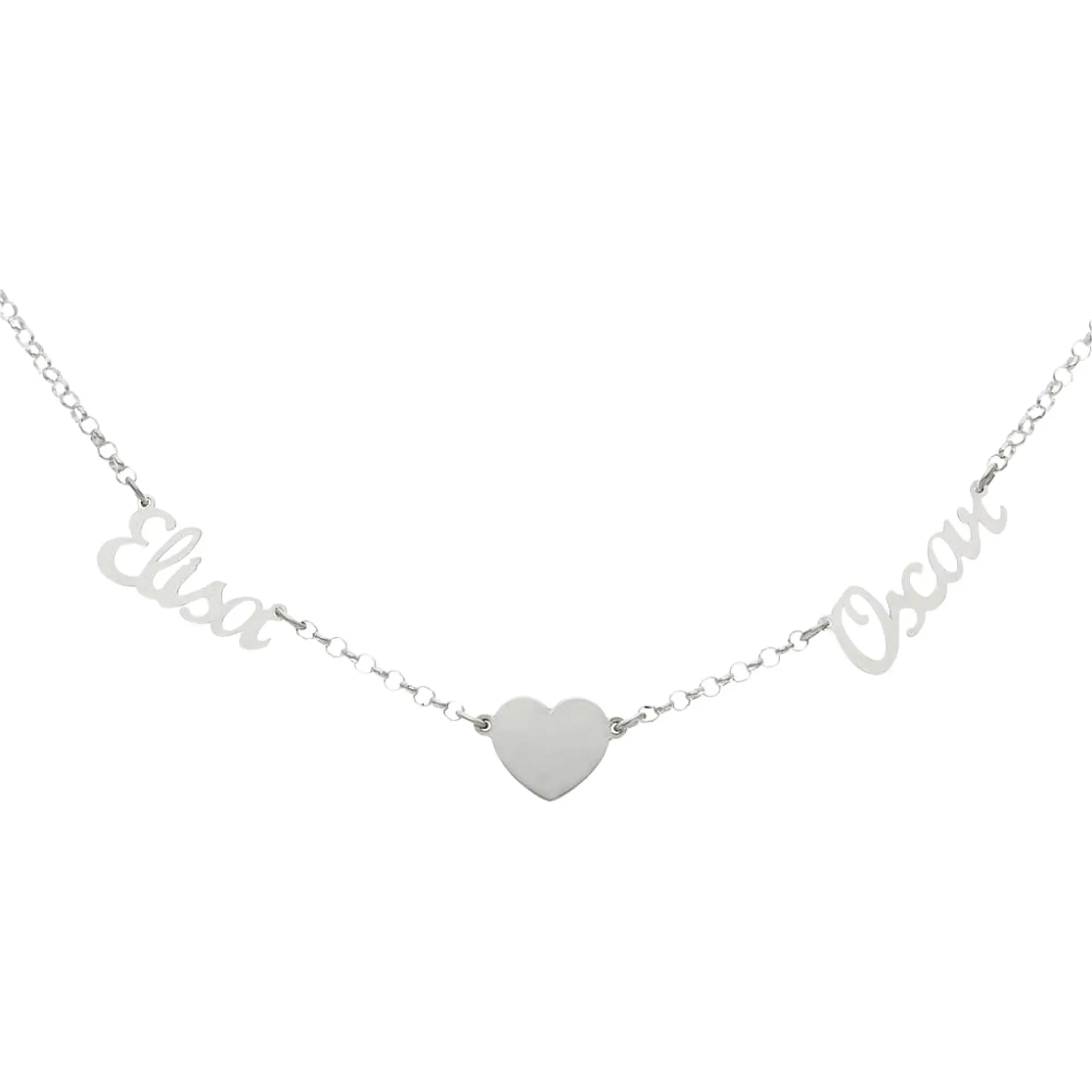 Gargantilla personalizada nombres y corazón plata 1