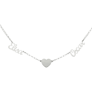 Gargantilla personalizada nombres y corazón plata