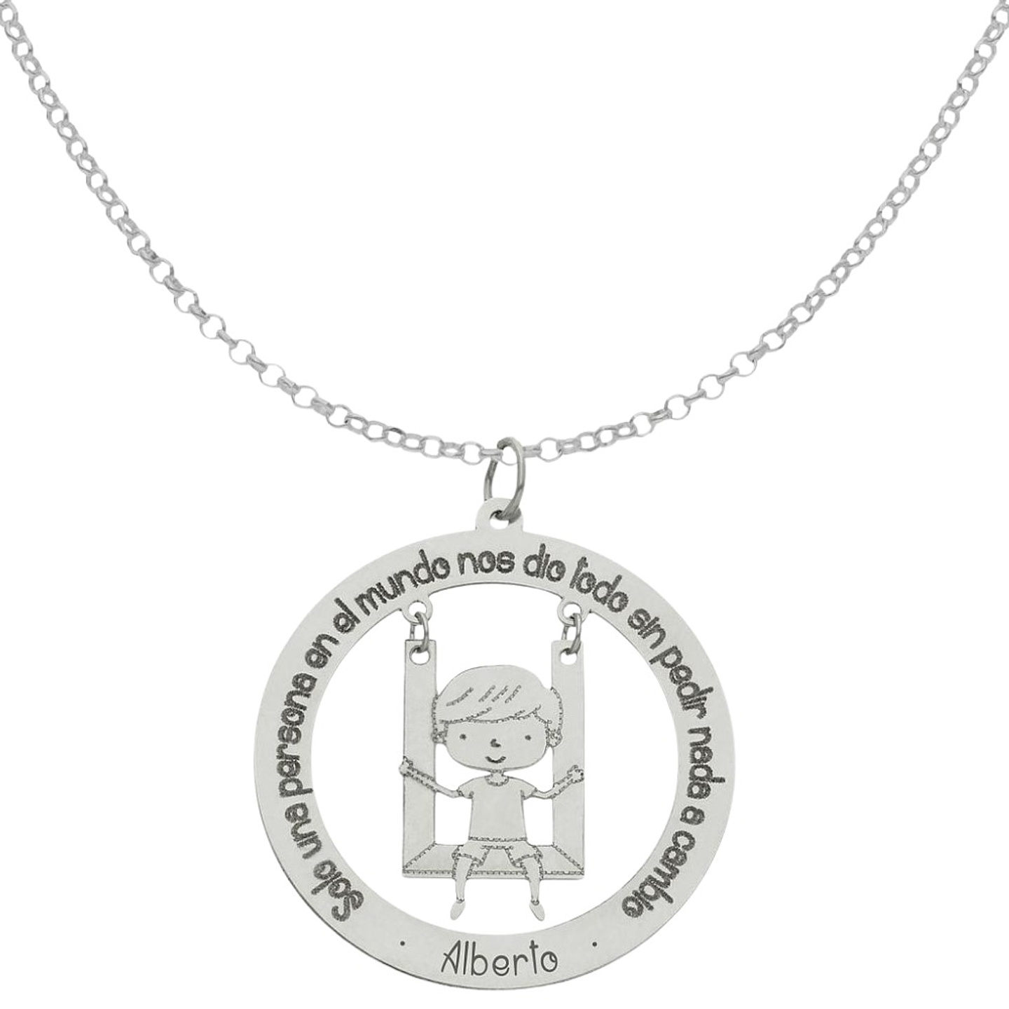Gargantilla personalizada de niño con leyenda plata 1
