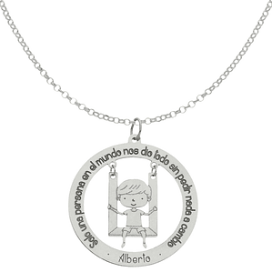 Gargantilla personalizada de niño con leyenda plata