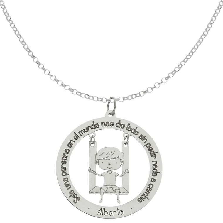 Gargantilla personalizada de niño con leyenda plata 1