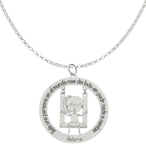Gargantilla personalizada de niña y leyenda plata 