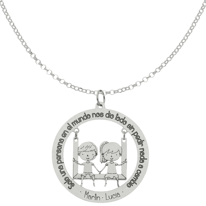 Gargantilla personalizada pareja de niña y niño plata 1