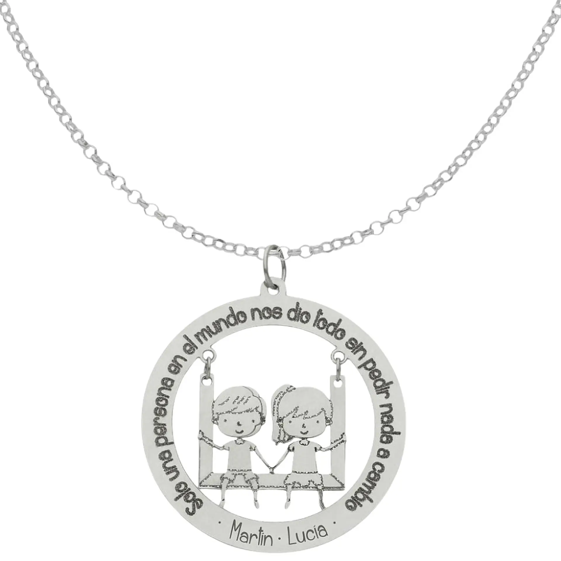 Gargantilla personalizada pareja de niña y niño plata 1