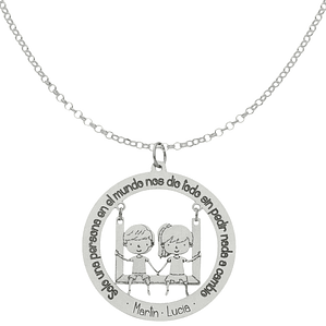 Gargantilla personalizada pareja de niña y niño plata