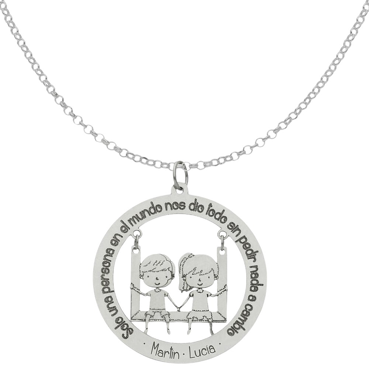 Gargantilla personalizada pareja de niña y niño plata 1