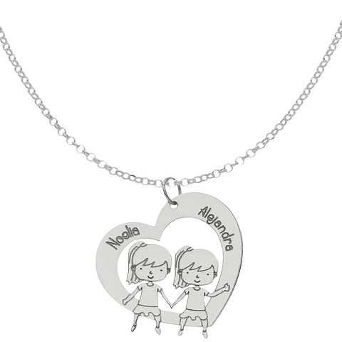 Gargantillas personalizada corazón de niñas con nombre plata
